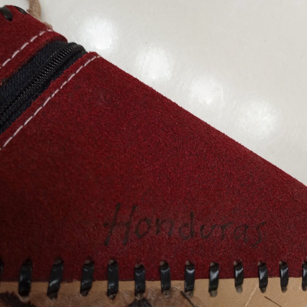 Red Leather Women Wallet w/Zipper & Mirror Handmade by Central American Artisans - Picture 4 of 7